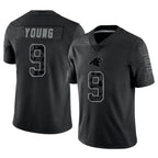 C.Panthers #9 Bryce Young Player Black REFLECTIVE Limited Game Gdoa Stitched Jerseys