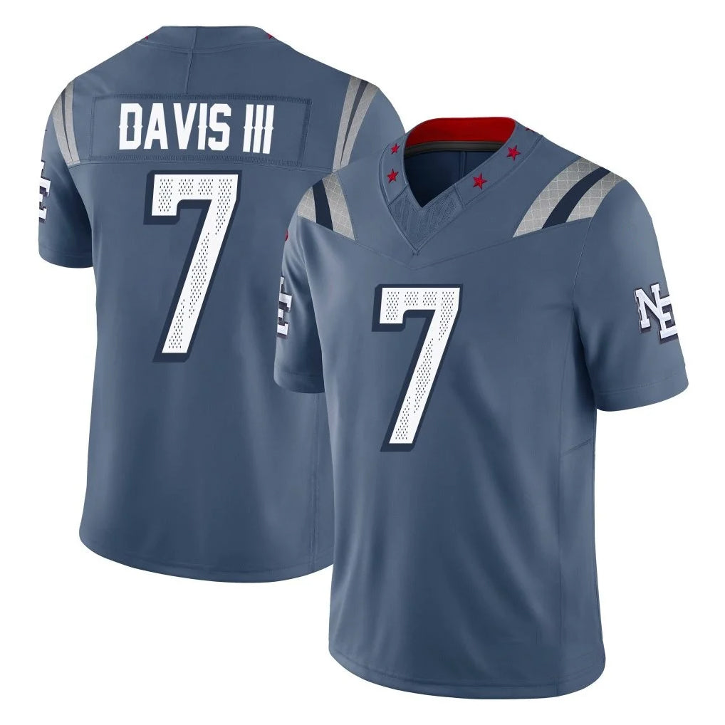 NE.Patriots #7 Carlton Davis III Player Blue Limited Rivalries Collection Home Game Gdoa Stitched Jerseys