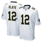 NO.Saints #12 Chris Olave Player White Home Game Gdoa Stitched Jerseys
