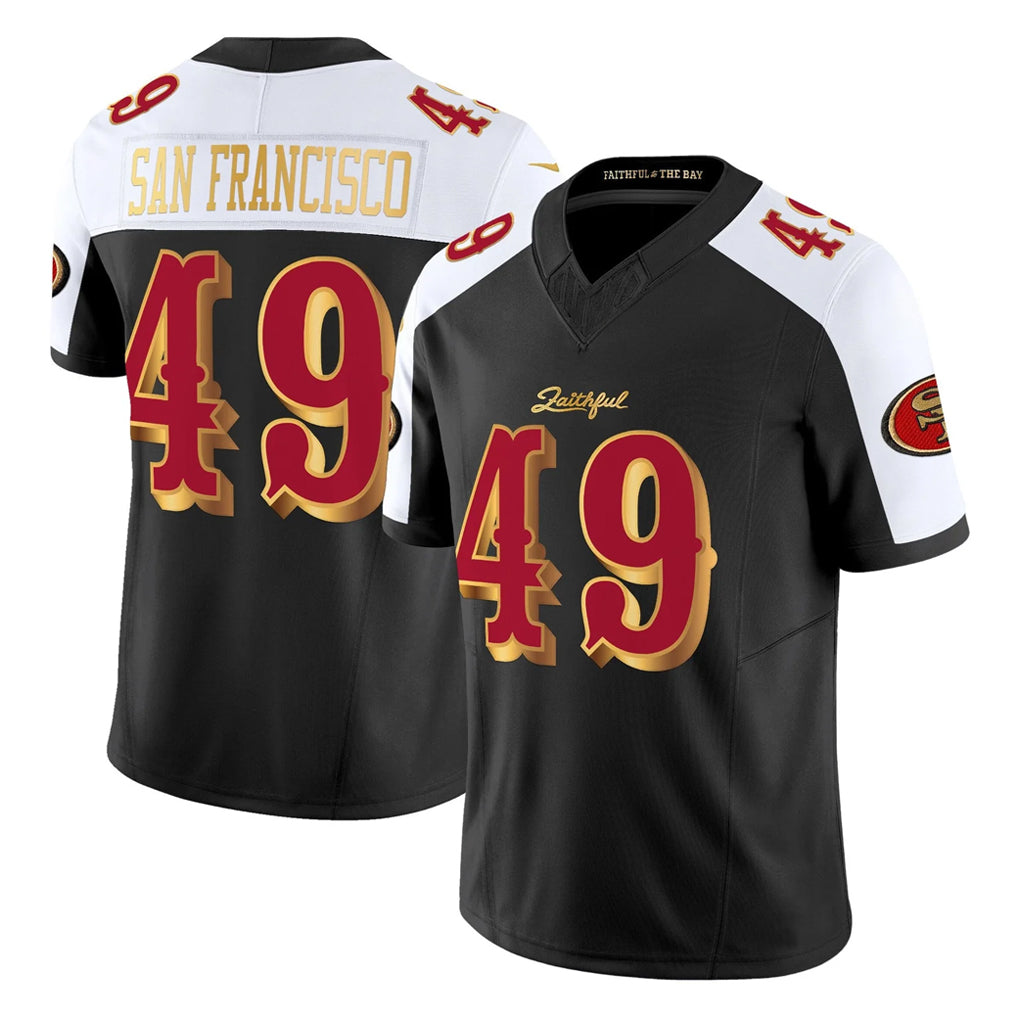 SF.49ers #49 The Faithful Player White-Black 2025 Rivalries Collection Game Limited Gdoa Stitched Jerseys