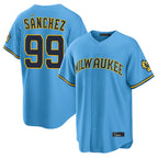 M.Brewers #99 Gary Sanchez Player Light Blue Road Stadium Game Fdoa Stitched Jerseys