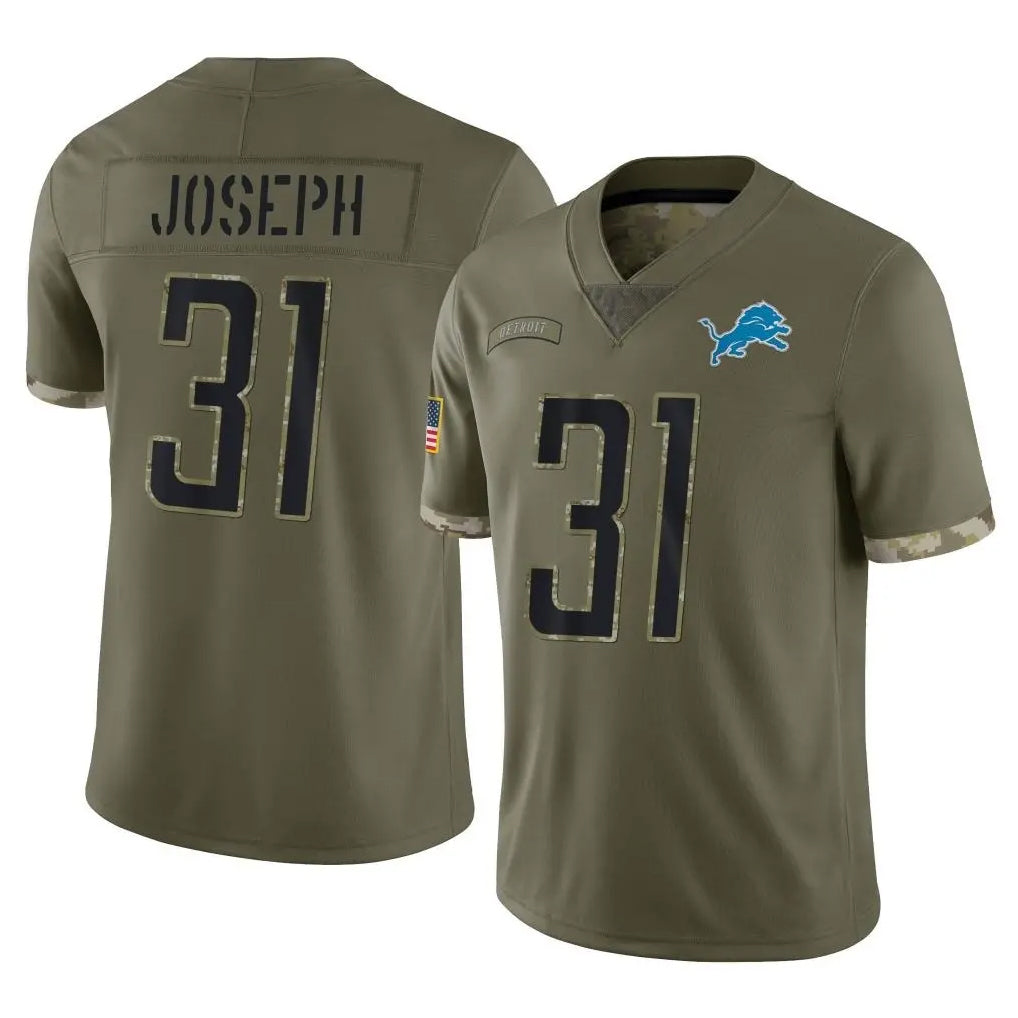 D.Lions #31 Kerby Joseph Player Olive Salute To Service Limited Gdoa Stitched Jerseys