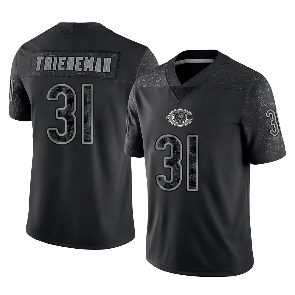 C.Bears #31 Dillon Thieneman Player Black REFLECTIVE Limited Game Gdoa Stitched Jerseys