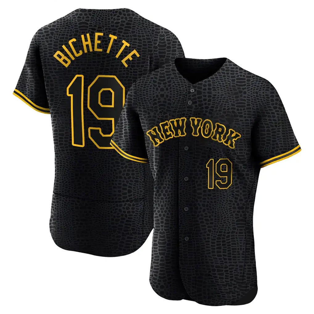 NY.Mets #19 Bo Bichette Player Black Snake Skin City Home Limited Elite Fdoa Stitched Jerseys