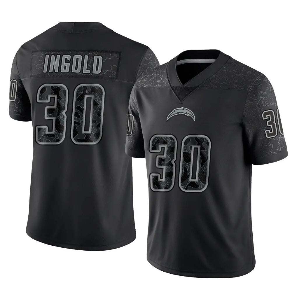 LA.Chargers #30 Alec Ingold Player Black Limited Reflective Home Game Gdoa Stitched Jerseys