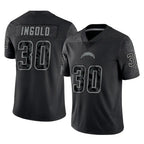 LA.Chargers #30 Alec Ingold Player Black Limited Reflective Home Game Gdoa Stitched Jerseys