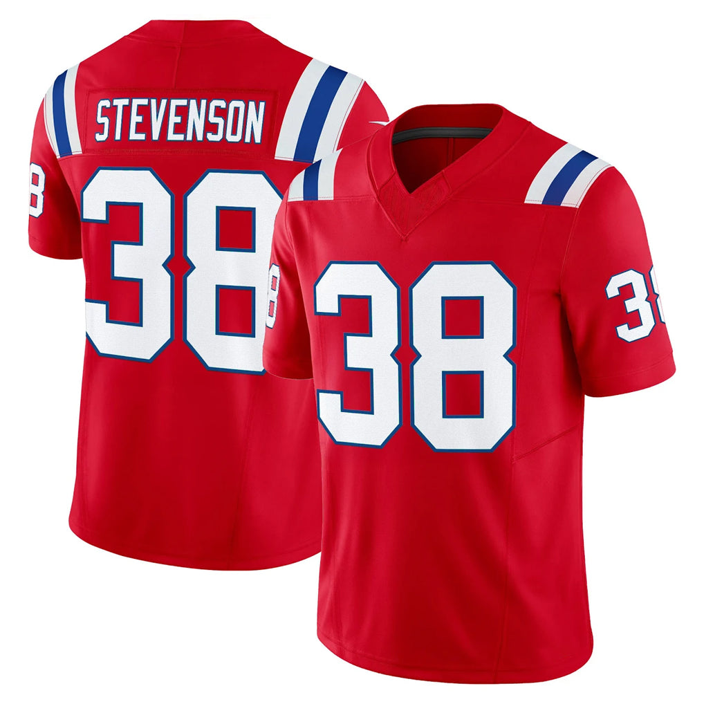 NE.Patriots #38 Rhamondre Stevenson Player Red Limited Vapor F.U.S.E. Home Game Gdoa Stitched Jerseys