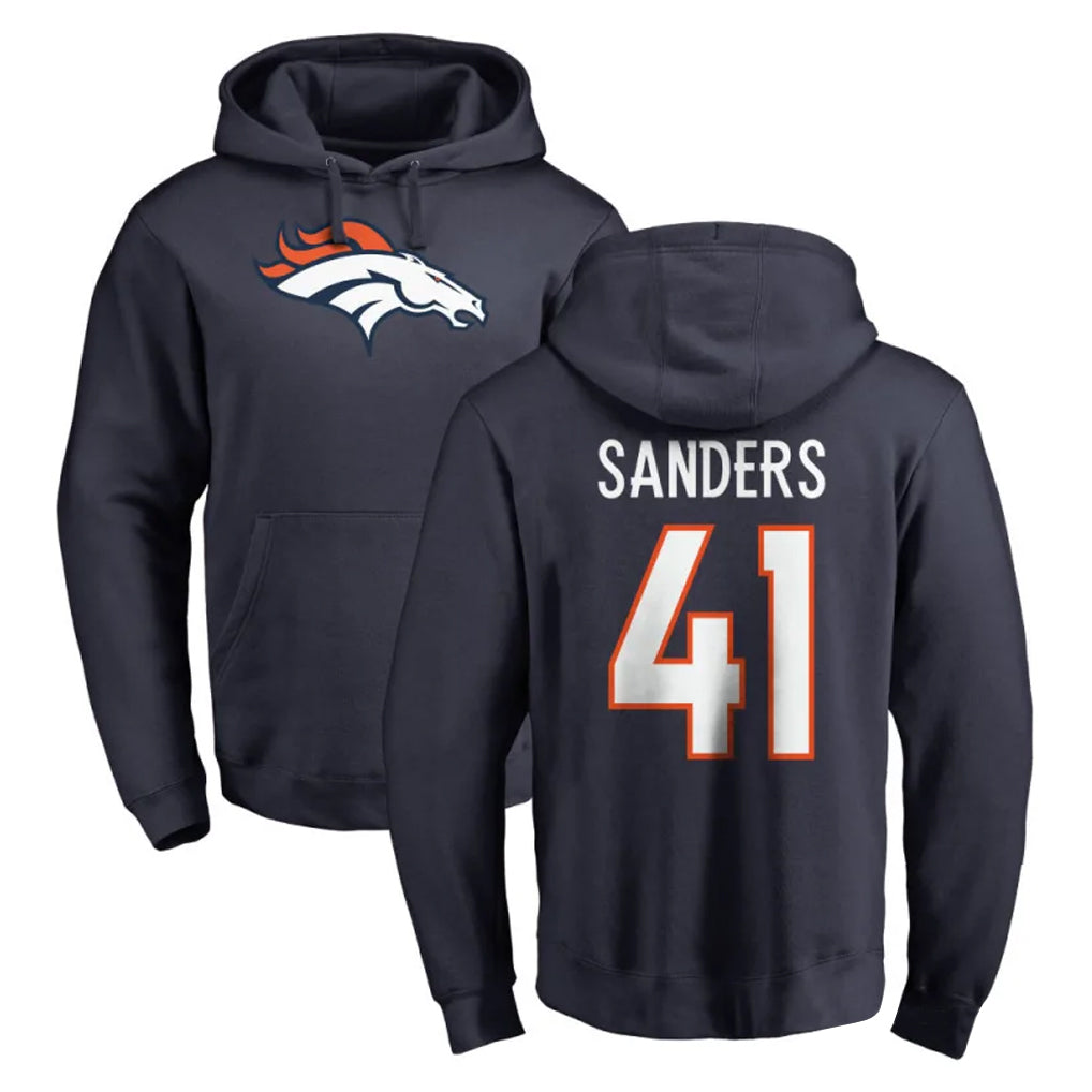 D.Broncos #41 Drew Sanders Player Navy Pullover Hoodie Limited Gdoa Stitched Jerseys