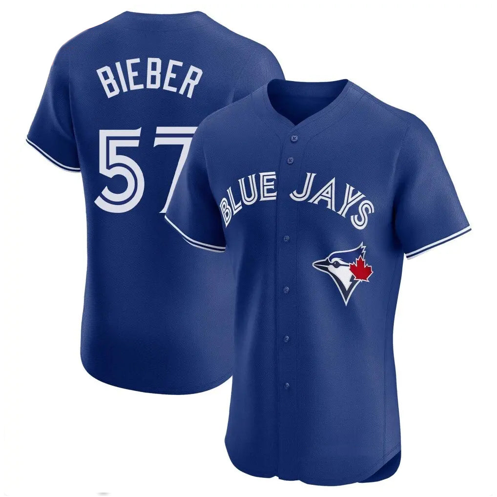 T.Blue Jays #57 Shane Bieber Player Royal Elite Home Limited Fdoa Stitched Jerseys
