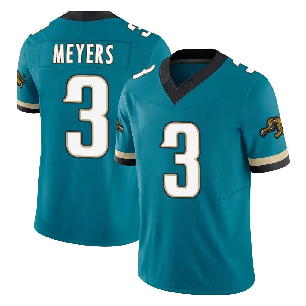 J.Jaguars #3 Jakobi Meyers Player Teal Prowler Throwback Vapor F.U.S.E. Limited Home Game Gdoa Stitched Jerseys