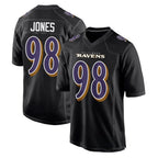 B.Ravens #98 Travis Jones Player Black Carbon Fashion Home Game Gdoa Stitched Jerseys