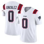 NE.Patriots #0 Christian Gonzalez Player White Limited Vapor F.U.S.E. Home Game Gdoa Stitched Jerseys