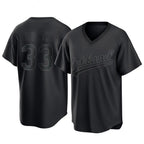 Athletics #33 Henry Bolte Player Black Pitch Fashion T-shirt Home Game Gdoa Stitched Jerseys