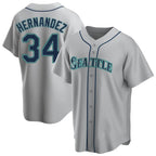 S.Mariners #34 Felix Hernandez Player Gray Home Game Fdoa Stitched Jerseys