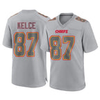 KC.Chiefs #87 Travis Kelce Player Gray Atmosphere Fashion Game Gdoa Stitched Jerseys