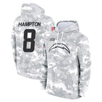LA.Chargers #8 Omarion Hampton Player Arctic Camo Salute to Service Hoodies Limited Game Gdoa Stitched Jerseys