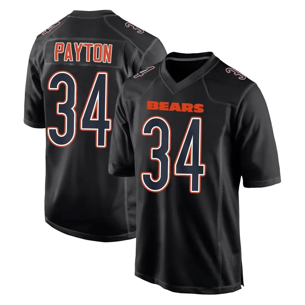 C.Bears #34 Walter Payton Player Carbon Black Fashion Game Gdoa Stitched Jerseys