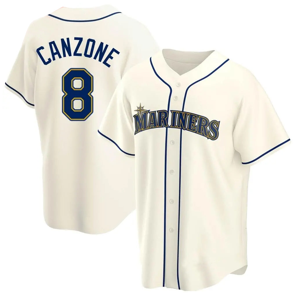 S.Mariners #8 Dominic Canzone Player Cream Home Game Fdoa Stitched Jerseys