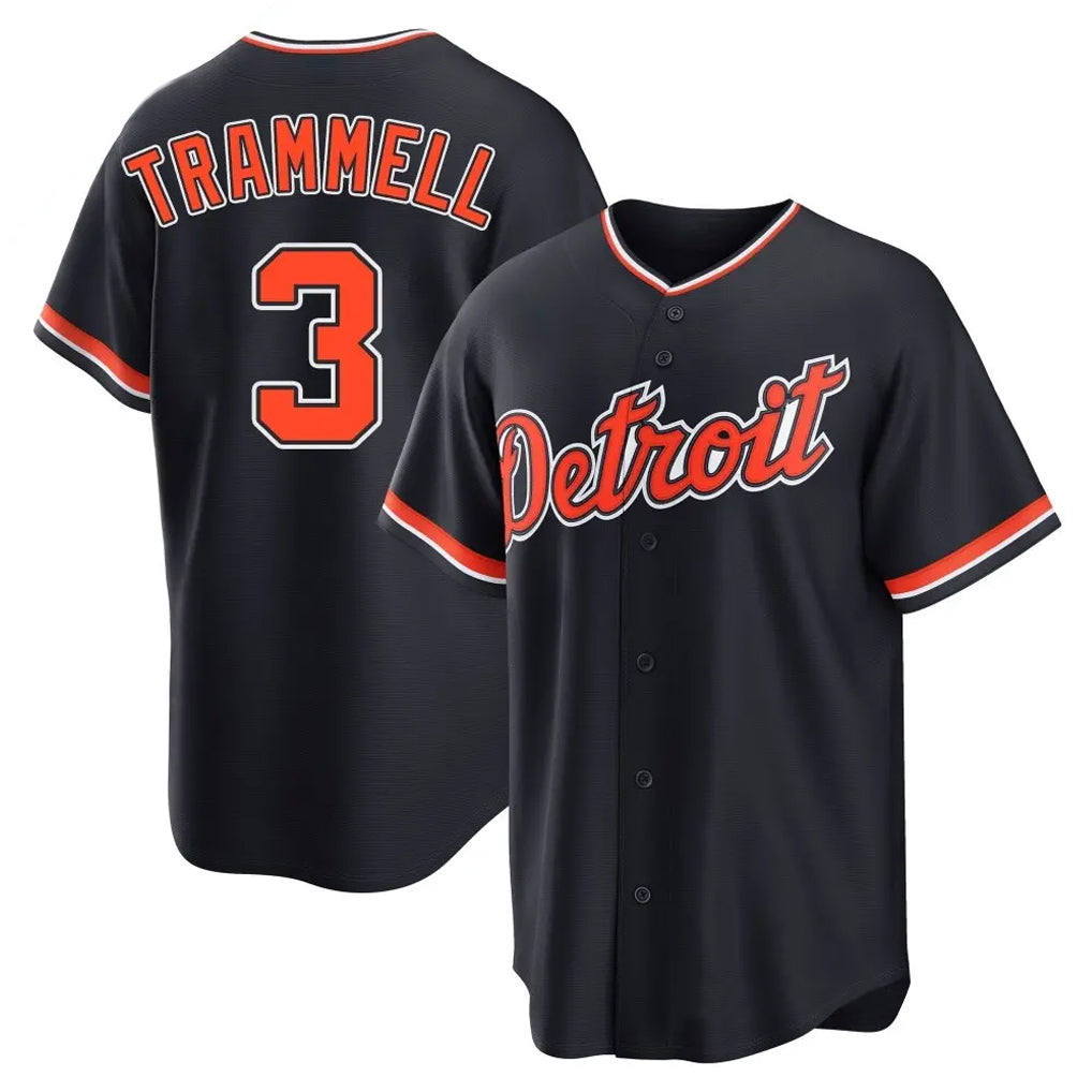 D.Tigers #3 Alan Trammell Player Navy Home Game Gdoa Stitched Jerseys
