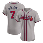 A.Braves #7 Ha-Seong Kim Player Gray Limited Elite Home Game Gdoa Stitched Jerseys