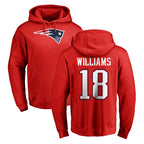 NE.Patriots #18 Kyle Williams Player Red LOGO Pullover Hoodies Home Game Gdoa Stitched Jerseys