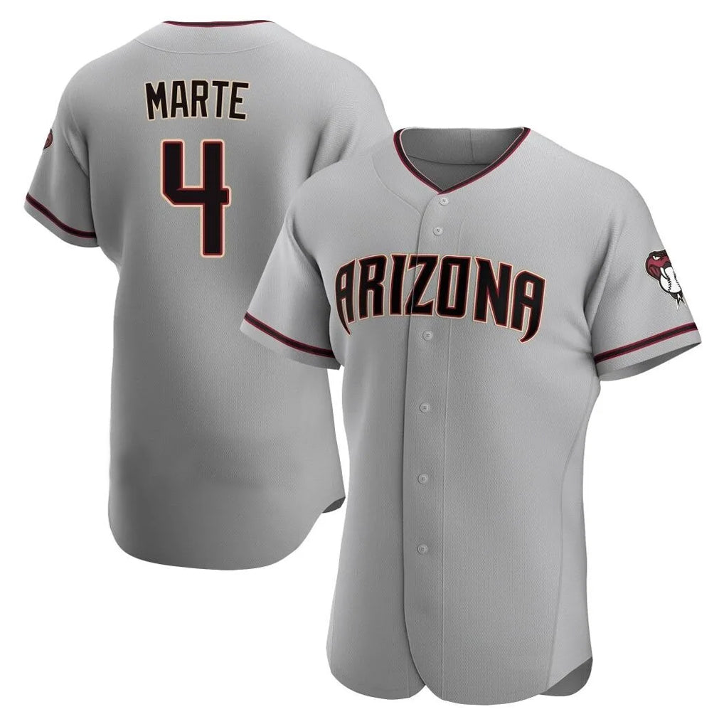A.Diamondbacks #4 Ketel Marte Player Gray Road Limited Elite Home Game Gdoa Stitched Jerseys