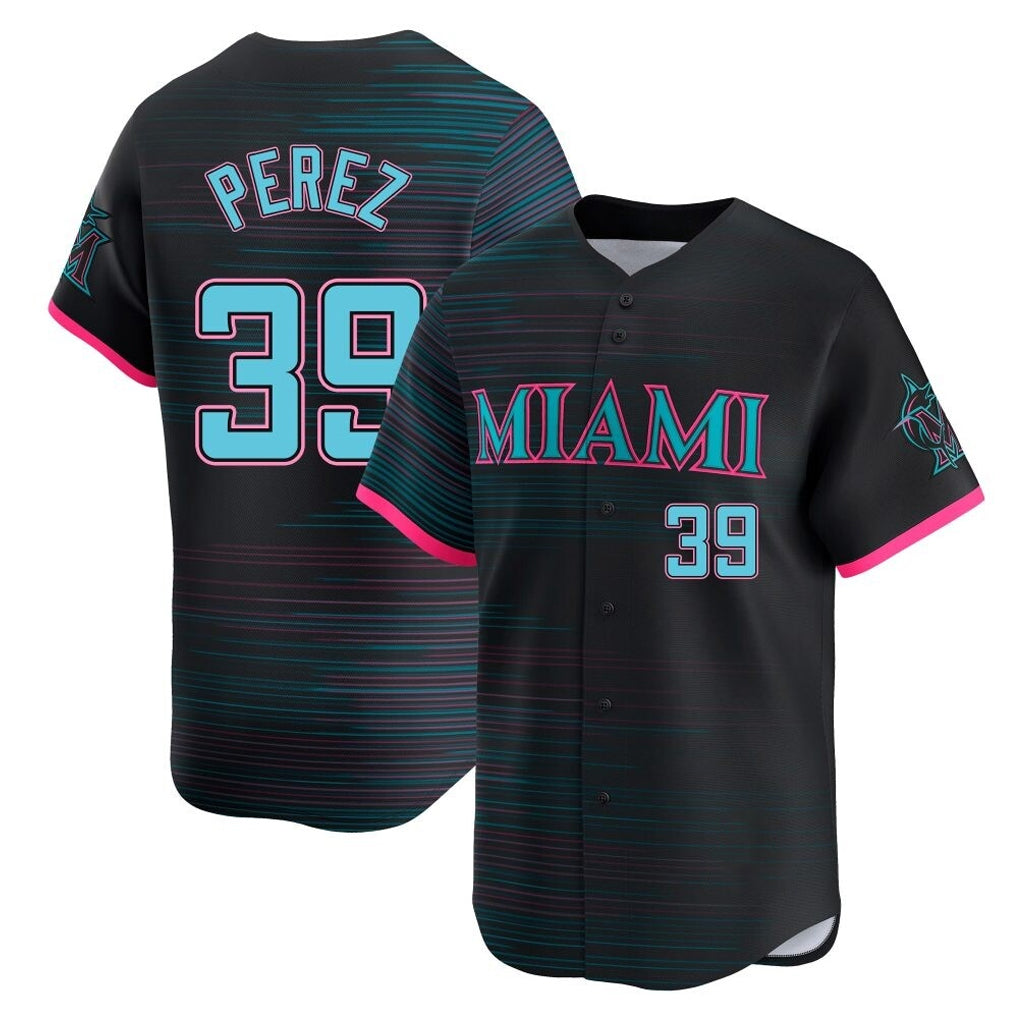 M.Marlins #39 Eury Perez Player Black City Connect Home Limited Fdoa Stitched Jerseys
