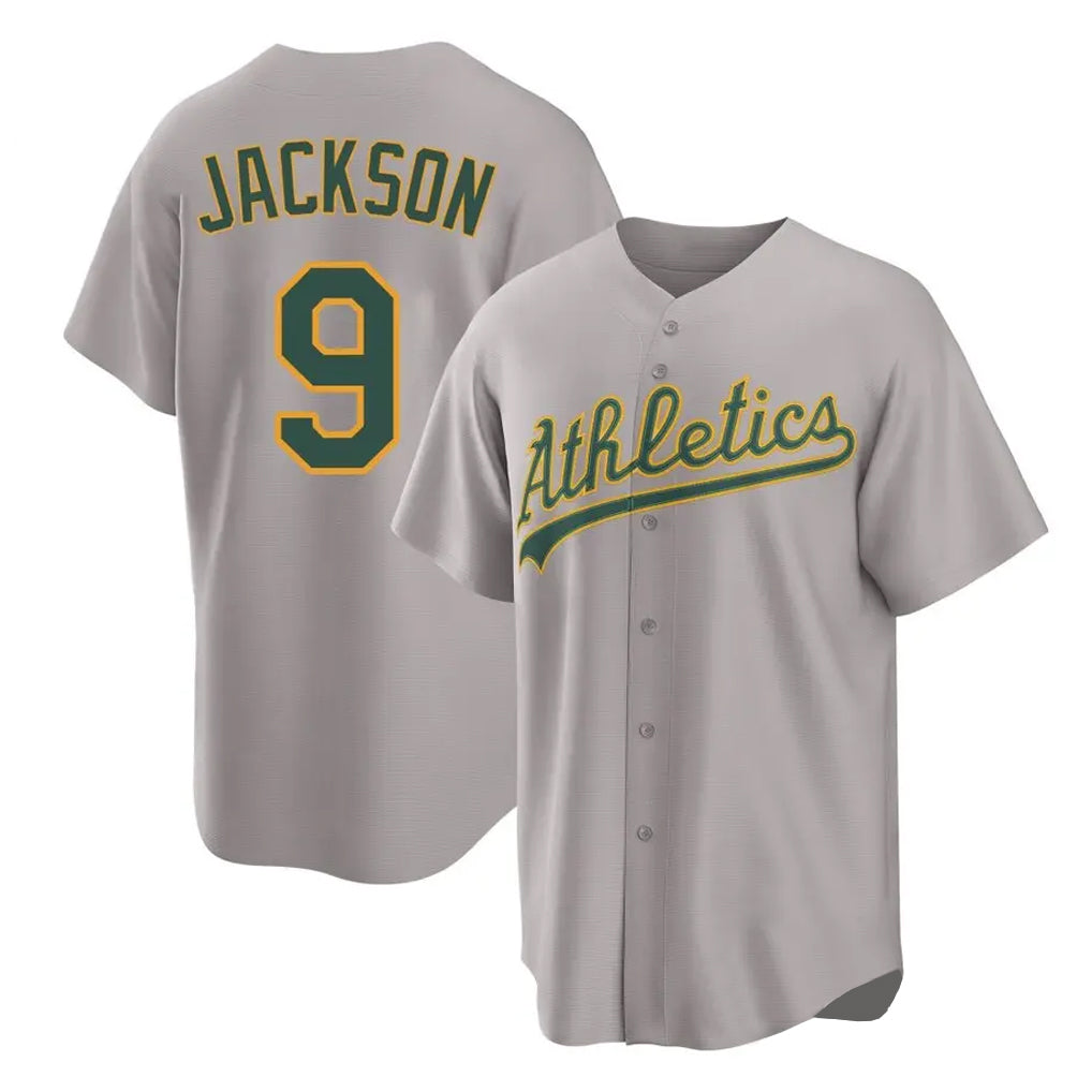 Athletics #9 Reggie Jackson Player Gray Home Game Gdoa Stitched Jerseys