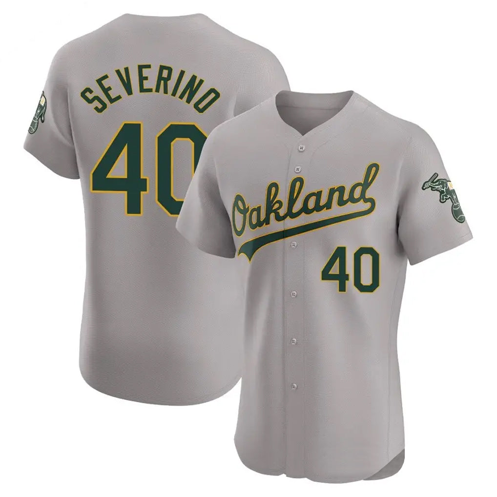 Athletics #40 Luis Severino Player Gray Road Limited Elite Home Game Gdoa Stitched Jerseys