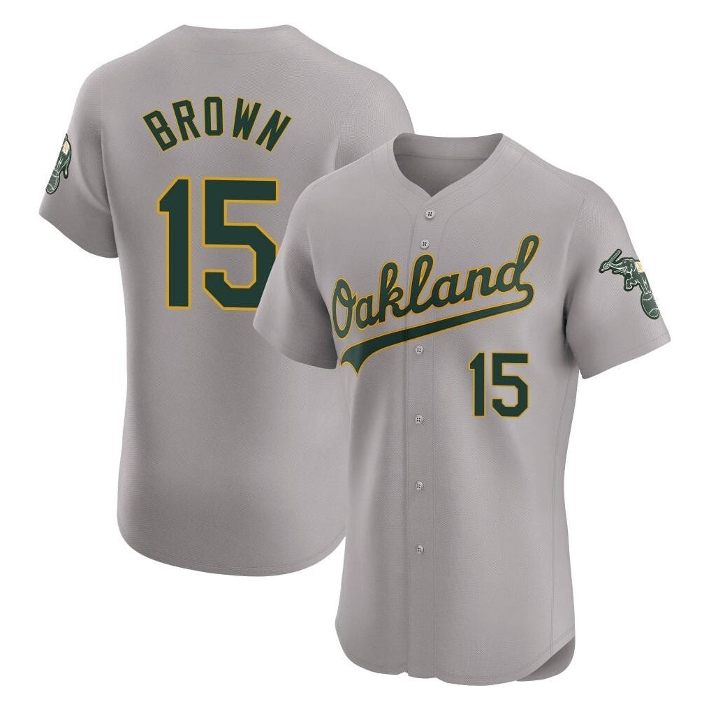 Athletics #15 Seth Brown Player Gray Road Limited Elite Home Game Gdoa Stitched Jerseys