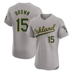 Athletics #15 Seth Brown Player Gray Road Limited Elite Home Game Gdoa Stitched Jerseys