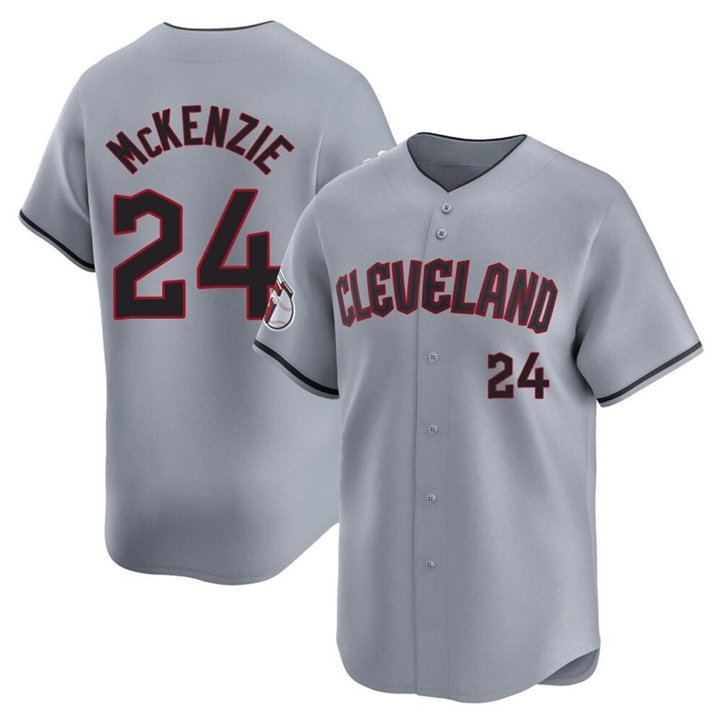 C.Guardians #24 Triston McKenzie Player Gray Road Limited Home Gdoa Stitched Jerseys