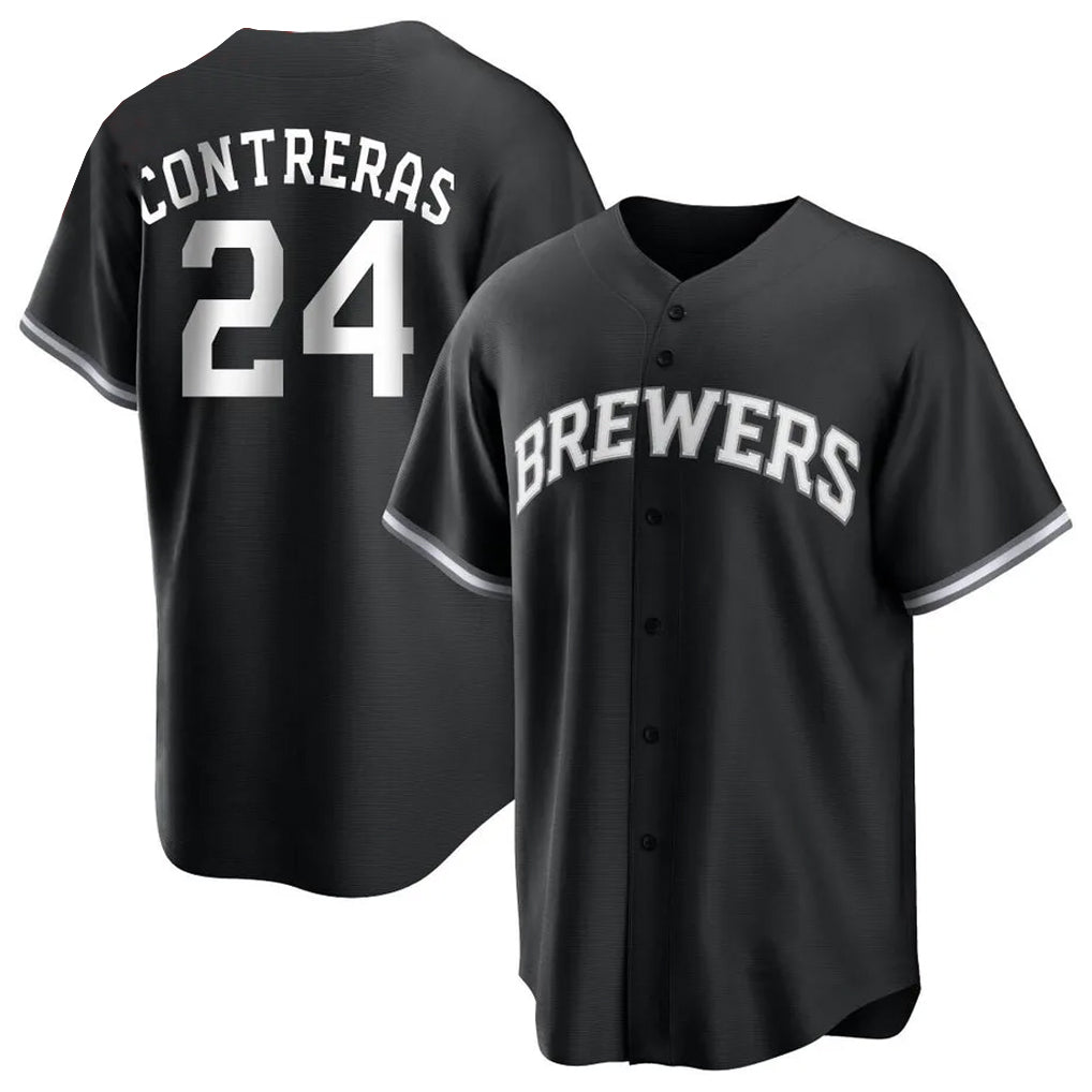 M.Brewers #24 William Contreras Player Black Game Home Fdoa Stitched Jerseys