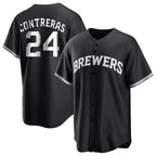 M.Brewers #24 William Contreras Player Black Game Home Fdoa Stitched Jerseys