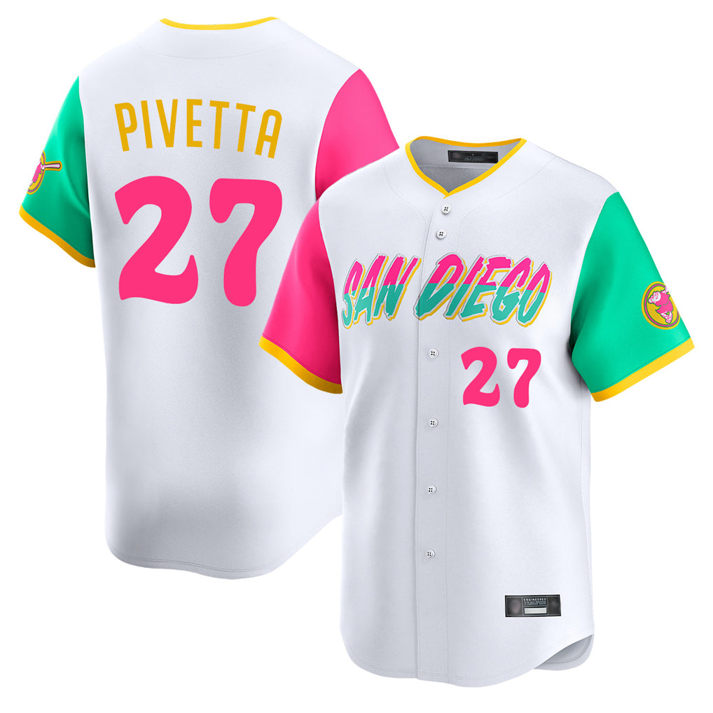 S.Diego Padres #27 Nick Pivetta Player White City Connect Home Limited Fdoa Stitched Jerseys