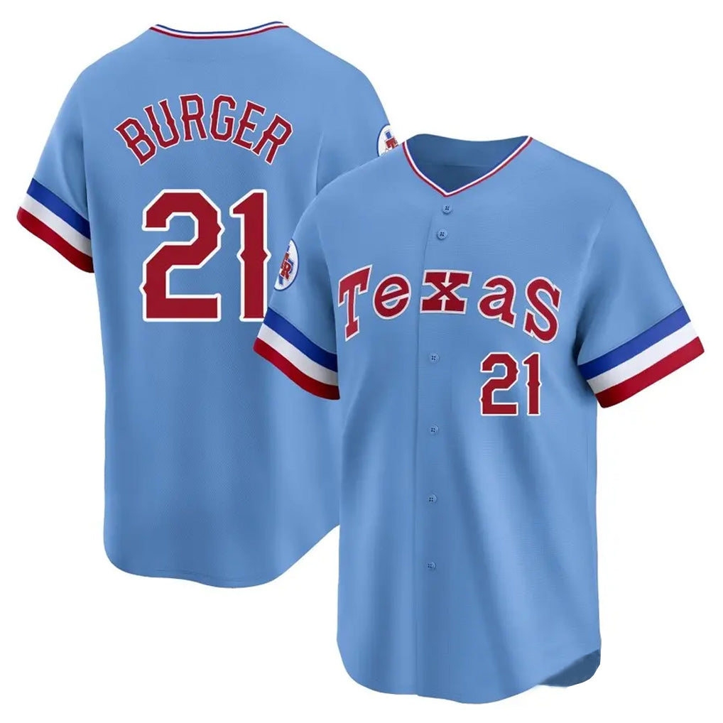 T.Rangers #21 Jake Burger Player Light Blue Cooperstown Collection Limited Fdoa Stitched Jerseys