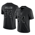 LV.Raiders #74 Kolton Miller Player Black Reflective Limited Game Gdoa Stitched Jerseys