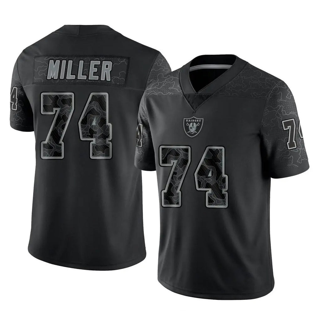 LV.Raiders #74 Kolton Miller Player Black Reflective Limited Game Gdoa Stitched Jerseys