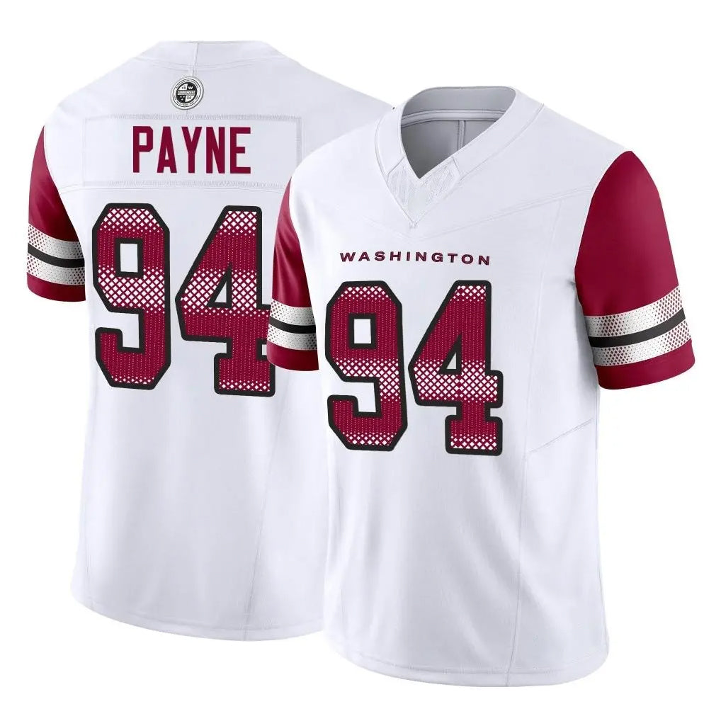 W.Commanders #94 Daron Payne Player White Vapor F.U.S.E. Limited Home Game Gdoa Stitched Jerseys