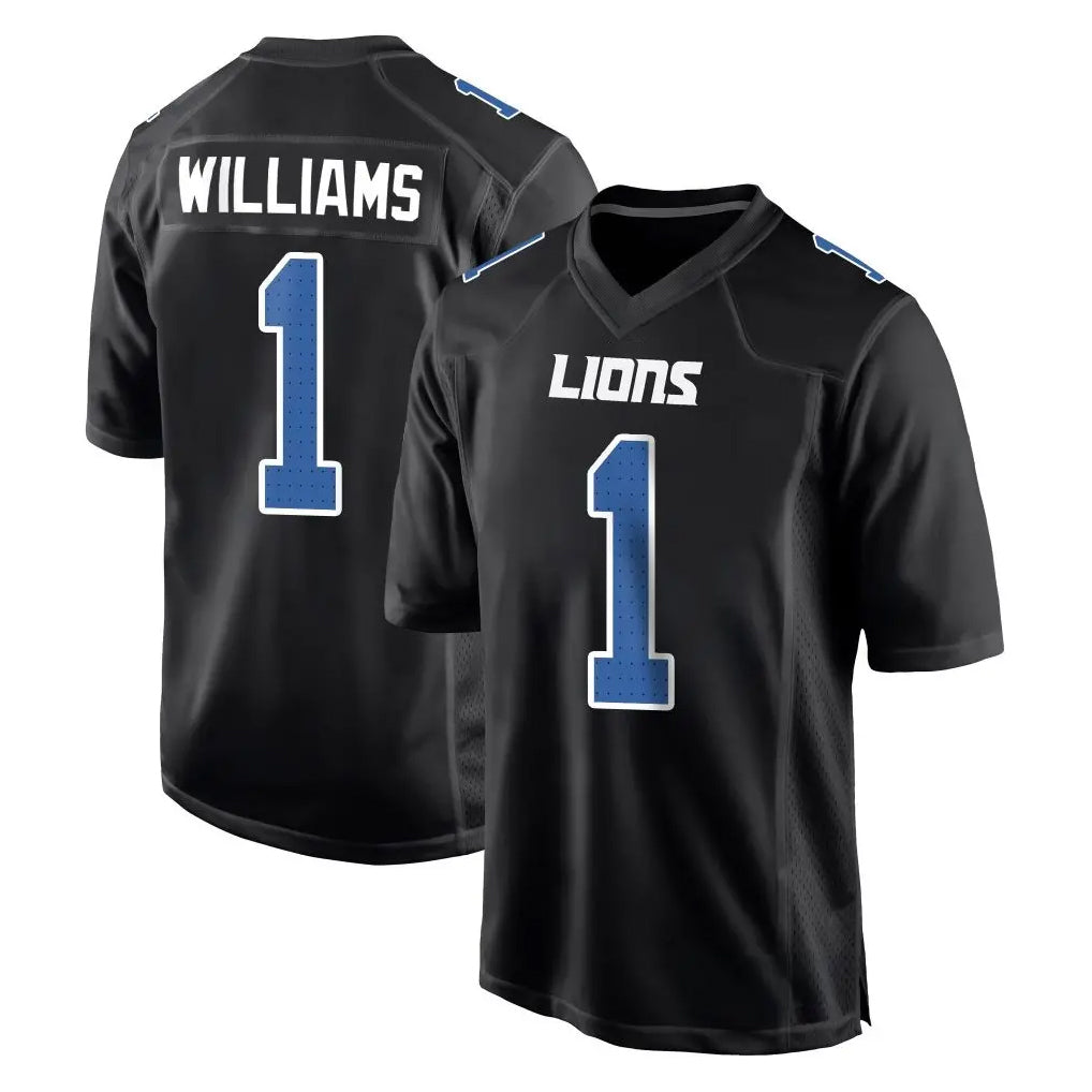 D.Lions #1 Jameson Williams Player Black Fashion Home Game Gdoa Stitched Jerseys