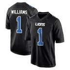 D.Lions #1 Jameson Williams Player Black Fashion Home Game Gdoa Stitched Jerseys