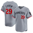 M.Twins #29 Rod Carew Player Gray Home Limited Fdoa Stitched Jerseys