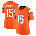 D.Broncos #15 Nik Bonitto Player Orange Vapor F.U.S.E. Limited Home Game Ddoa Stitched Jerseys