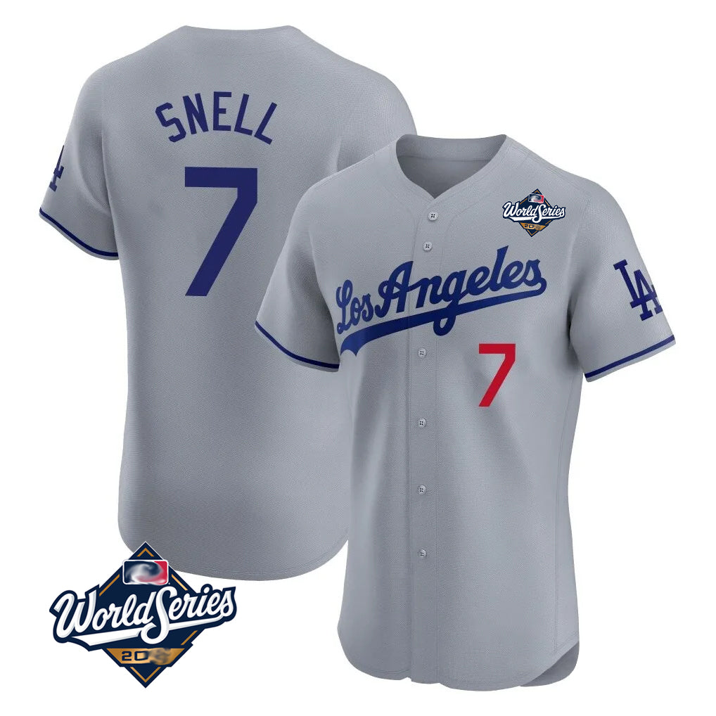 LA.Dodgers #7 Blake Snell Player Gray World Series Limited Elite Home Fdoa Stitched Jerseys