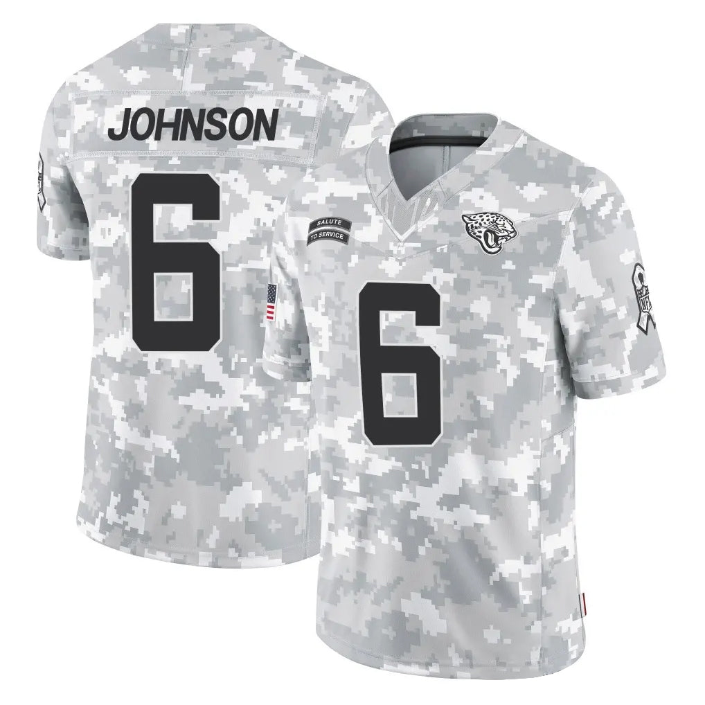 J.Jaguars #6 Antonio Johnson Player Arctic Camo Salute To Service Limited Game Gdoa Stitched Jerseys