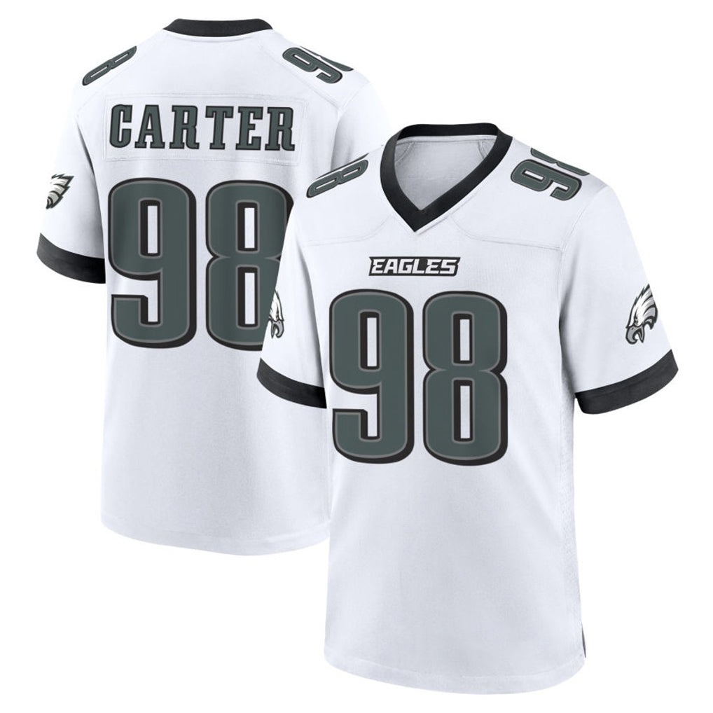 P.Eagles #98 Jalen Carter Player White Game Home Gdoa Stitched Jerseys
