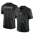 NO.Saints #20 Pete Werner Player Black Limited Reflective Home Game Gdoa Stitched Jerseys