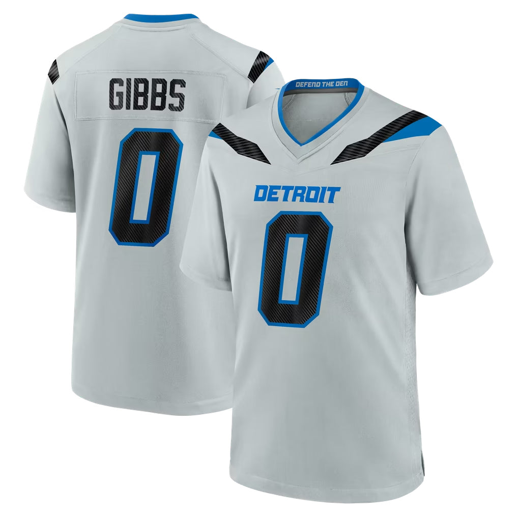 D.Lions #0 Jahmyr Gibbs Player Silver 2026 Rivalries Collection Home Game Gdoa Stitched Jerseys