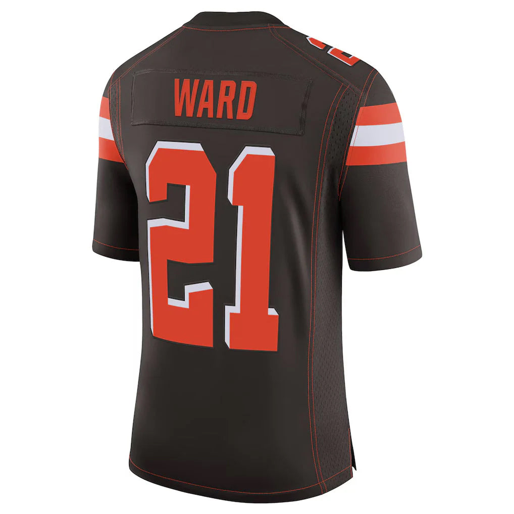 C.Browns #21 Denzel Ward Player Brown Vapor Limited Home Game Gdoa Stitched Jerseys
