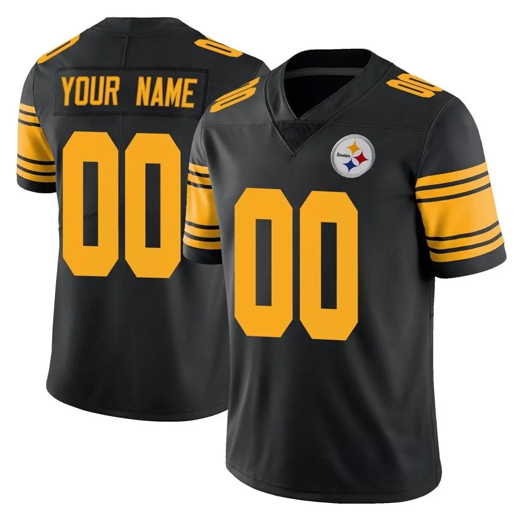Custom P.Steelers Black Limited Color Rush Home Game Any Name & Numbers Gdoa Stitched Jerseys
